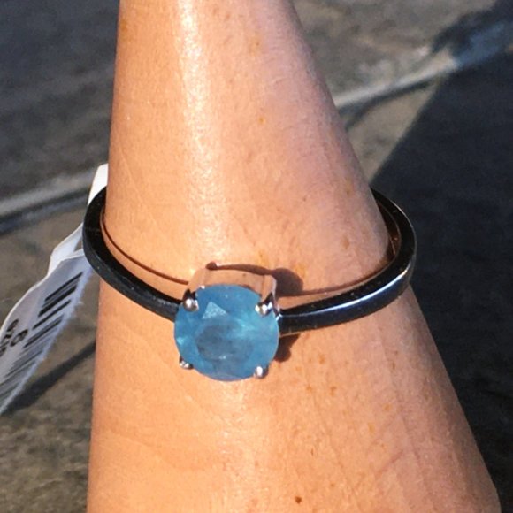 Natural Aquamarine Ring Round .925 Sterling Silver Genuine Untreated Gemstone - Picture 11 of 16